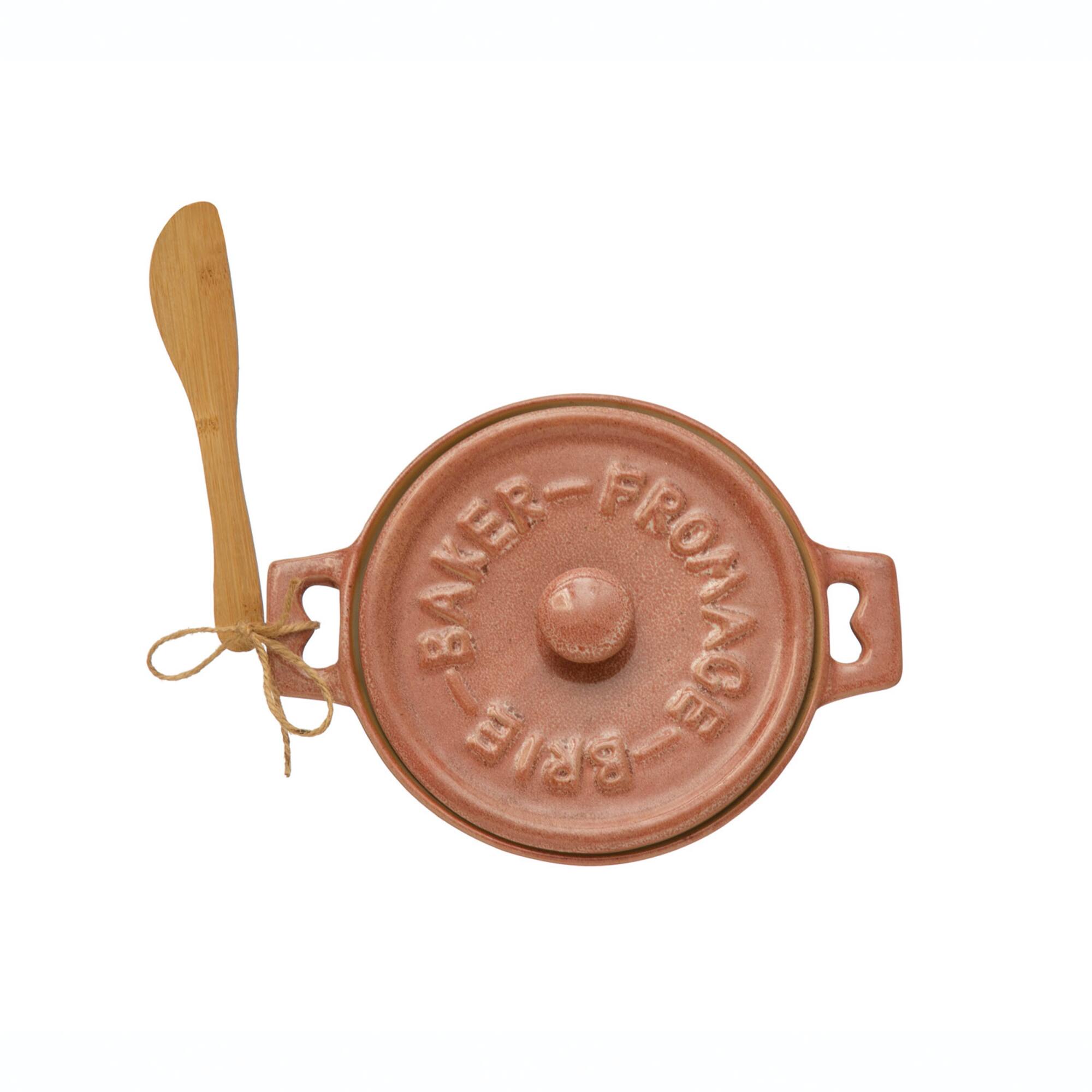 Hello Honey® Stoneware Brie Bakers with Bamboo Spreader